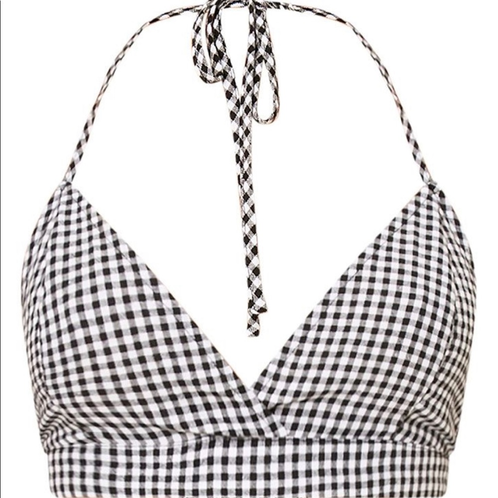 Lorinda Black Gingham Print Bralette
